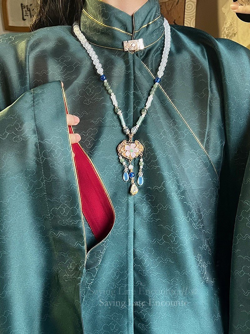 Ancient Style Hanfu Back Cloud Long Tassel Ming Dynasty Necklace New Chinese Style National Style Mamian Skirt Accessories