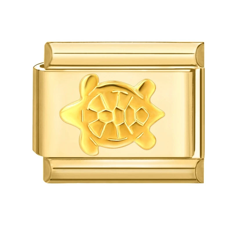 Fashion Pet Heart Flowers Sun Moon Zircon Gold Color Italian Charm Links Stainless Steel Fit 9mm Bracelet Jewelry DIY Making