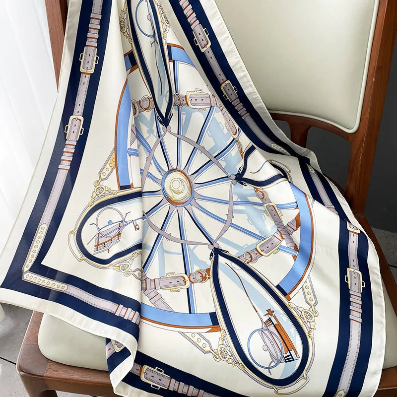 Neckerchief Female Luxury Square Scarf for Women Silk Feeling Shawl Satin Hijab Fashion Wraps Hair Bands Ribbon Headband Bandann