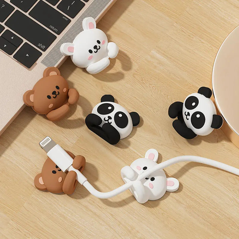Desktop Cable Organizer Holder Cute Winder Clips Desk Self-Adhesive Mobile Phone Data Cable Management Wire Cord Tidy Holder