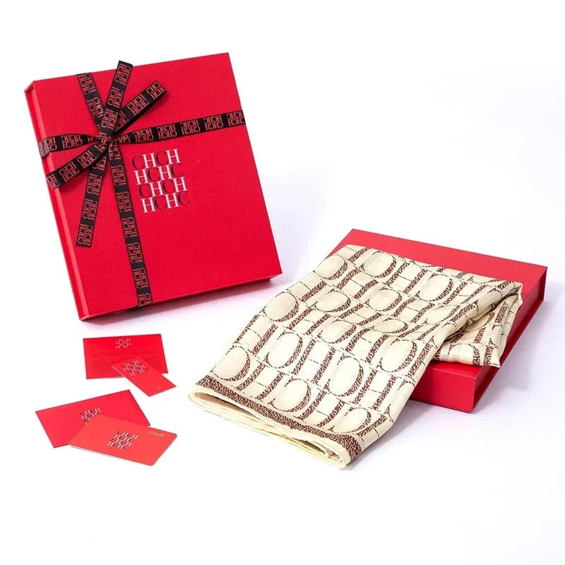A Fashionable Style Silk Material 180-70cm Women's Silk Scarf Men's Decorative Sunshade Warm Lightweight Gift Box Packaging