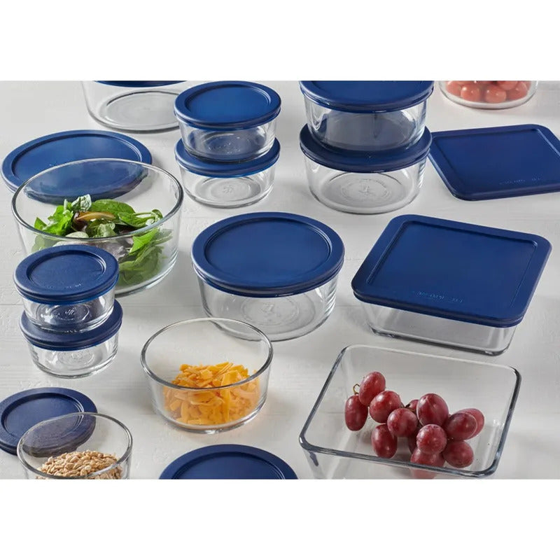 Glass Food Storage Containers with Lids, Set of 30