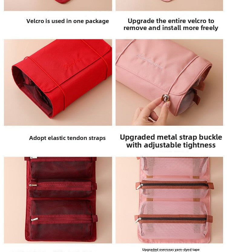 Detachable 4-in-1 Makeup Bag Multifunctional Simple Travel Handheld Foldable Travel Cosmetic Storage Toiletry Bag