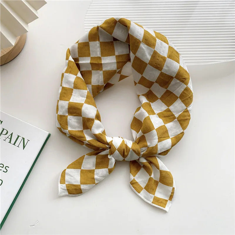 Cotton Linen 55cm Square Scarf Women Kerchief Flower Print Geometric Neckerchief Scarves  Headwrap Bandanas Hairband Headbands