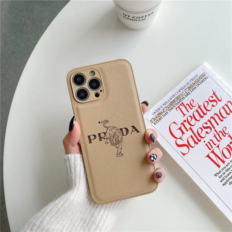 Tiger Leather Soft Case For Iphone 15 14 13 12 11 Pro Max Mini 7 8 Plus X Xs Xr Max Luxury Phone Cover Fashion Anti Drop Funda