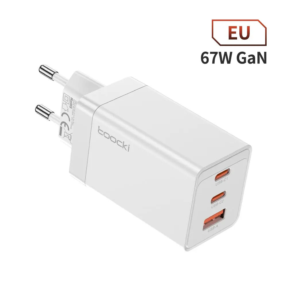 Toocki 67W GaN USB C Charger QC4.0 65W PD 3.0 Type C Fast Charger Quick For iPhone 16 15 14 13 Pro Samsung Xiaomi Huawei MacBook