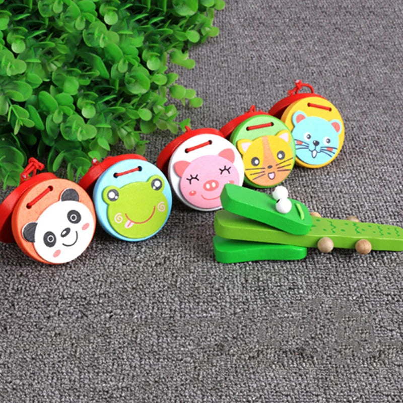 Cute Castanets Musical Instrument Toys Kids Wooden Toys Clapper Handle Baby Development Music Educational Toys For Children Gift