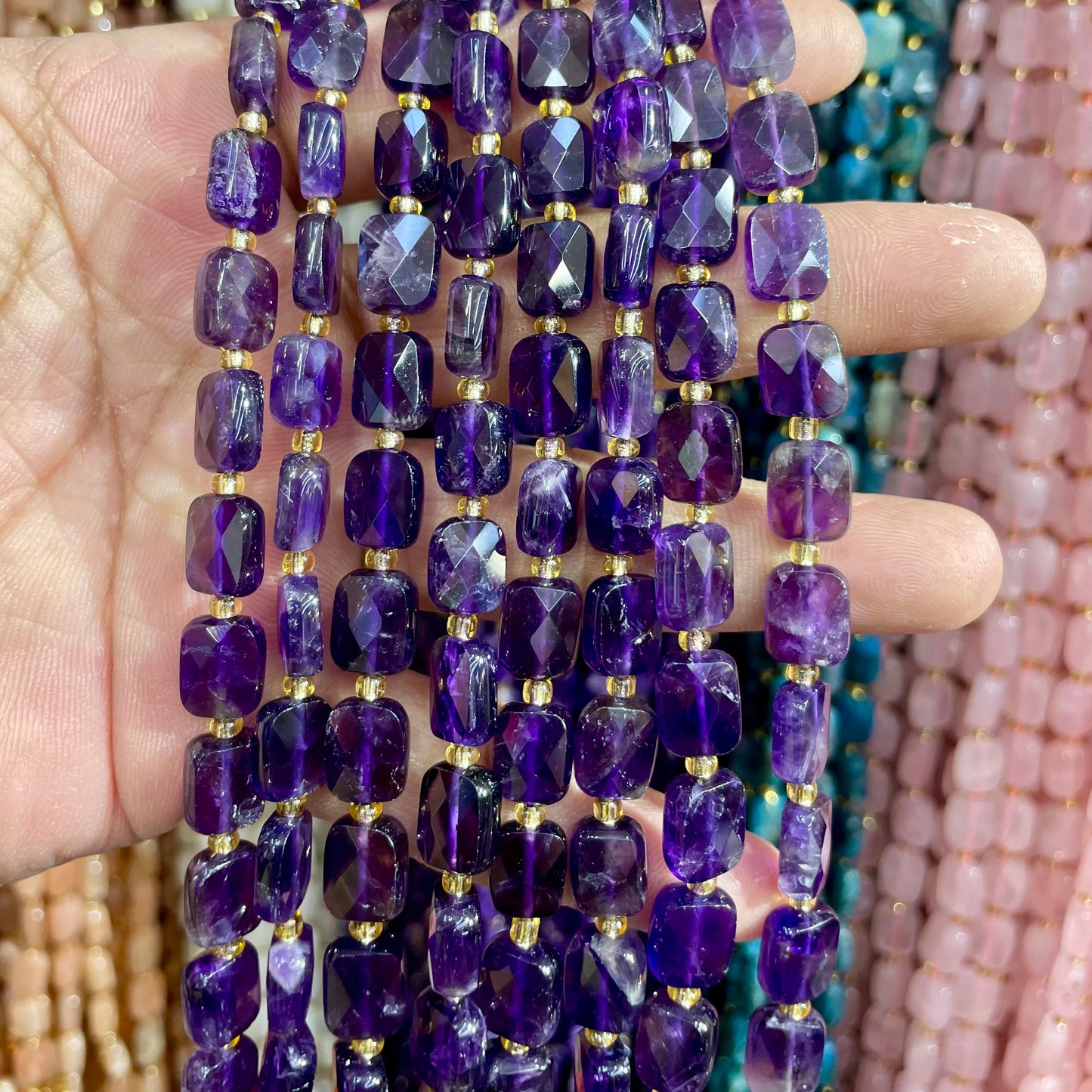 8x10mm Natural Labradorite Stone Amazon Stone Lapis Lazuli Piece Cut Bead Usefor Diy Bracelet Necklace Jewelry Make