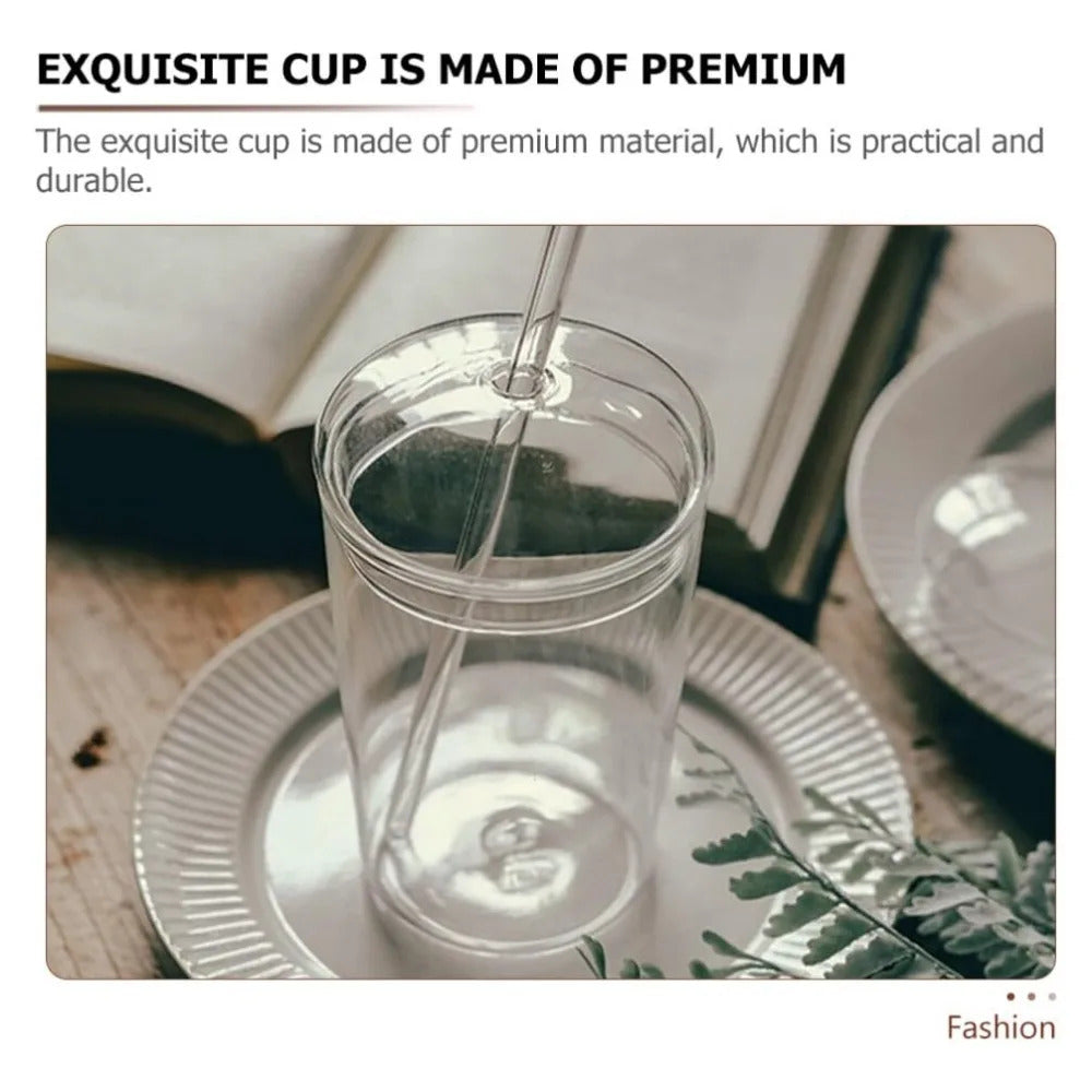 500ml Glass Coffee Cups With Lids Straws,Clear Smoothie Glasses,Round Dome Tumbler,Beer Mug,for Iced Tea Juice,Summer Drinkware