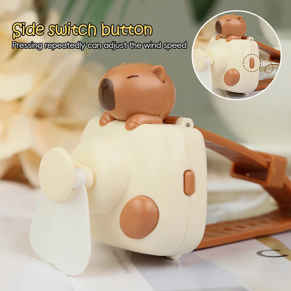 Mini Electric Fans Rechargeable Capybara Shaped Wrist Fan Kawaii Carpincho Foldable Design for Daily Use Outdoor Essentials