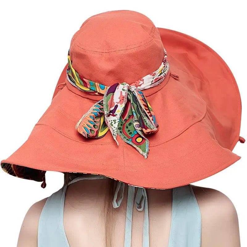 Sun Hats for Women Summer Large Beach Hat Flower Printed Wide Brim Bob Chapeu Panama Feminino