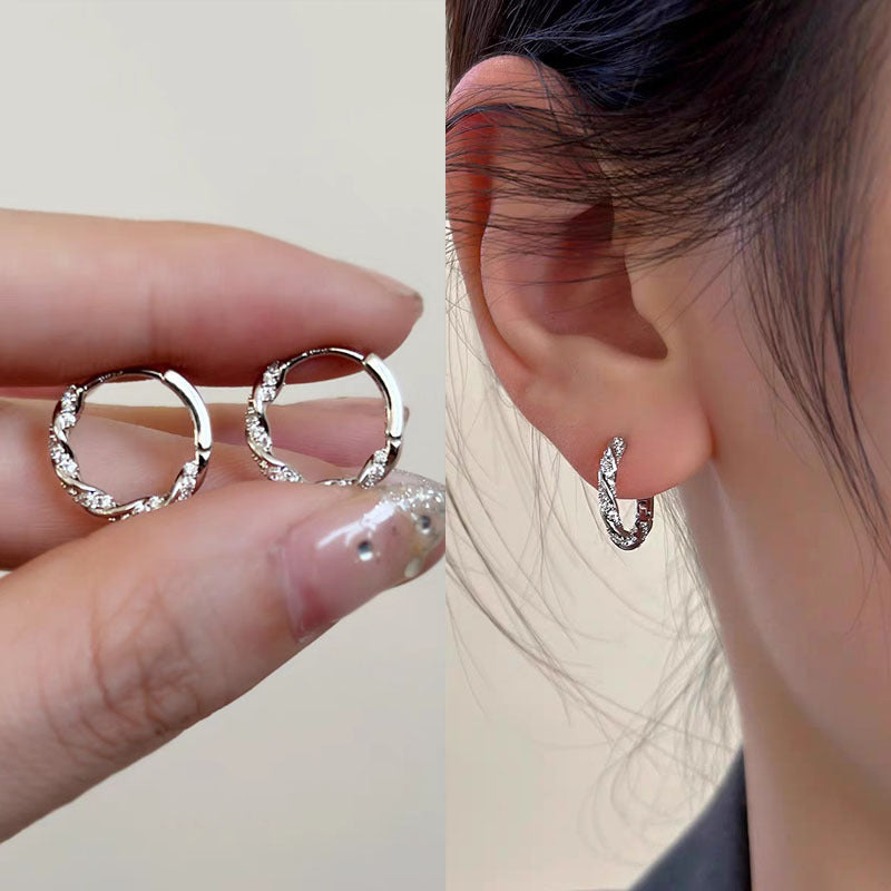 925 Silver Needle Love Butterfly Gravel Fashionable and Versatile Earrings Niche Unique Design Pearl Flower Earrings Earrings