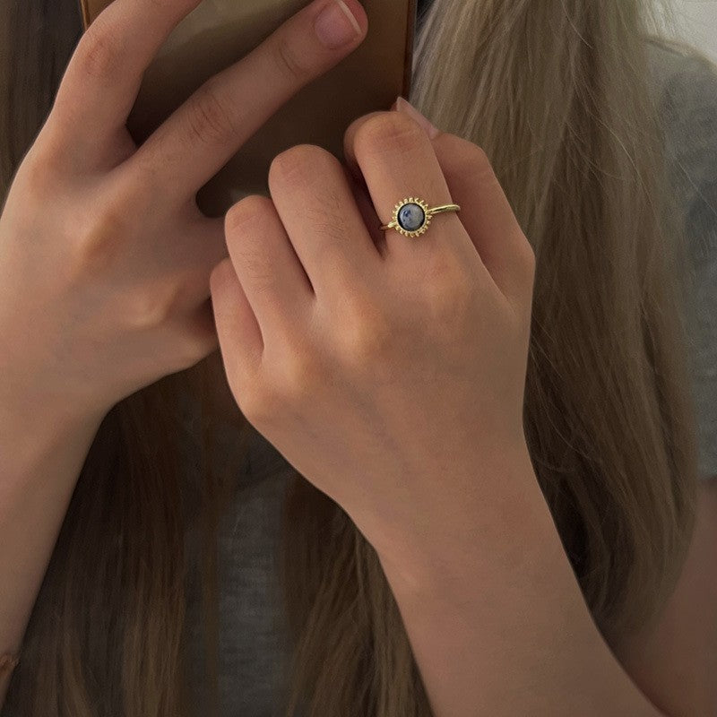 Color Crystal Beaded Ring Niche Design High-grade Finger Ring Light Luxury Elegant All-match Ring Accessories