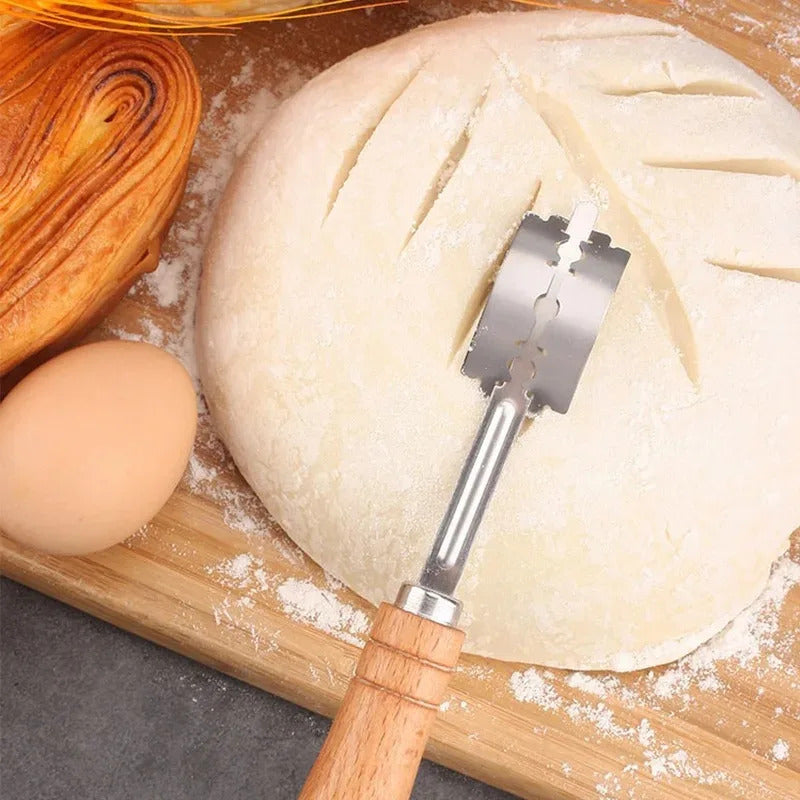 Wood Bread Cutter French Bread Blades Kitchen Gadgets Wood Long Handle Baking Accessory European Style Curved Arch Toast Knife