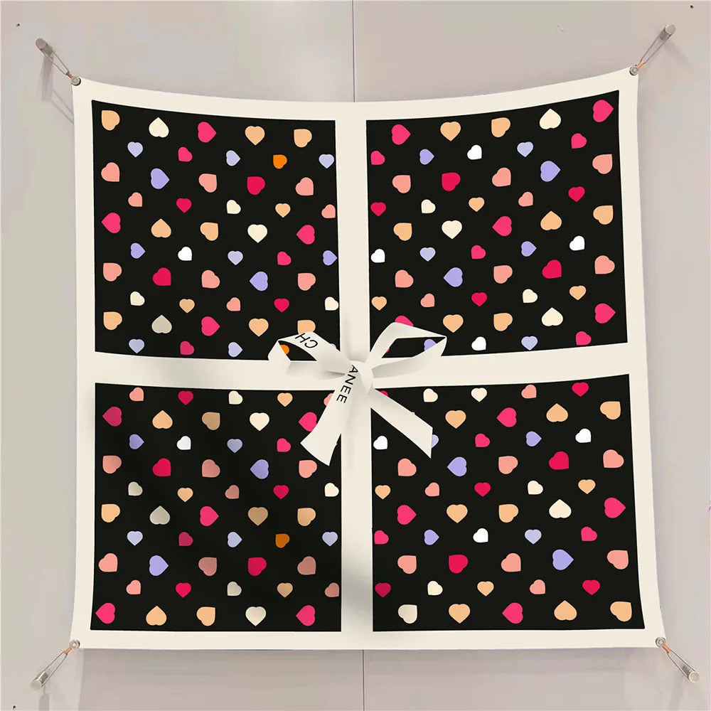 Fashion Graffiti Neckerchief Luxury Square Scarf for Women Silk Shawl Satin Hijab Wraps Hair Bands Headband Bandana Ribbon