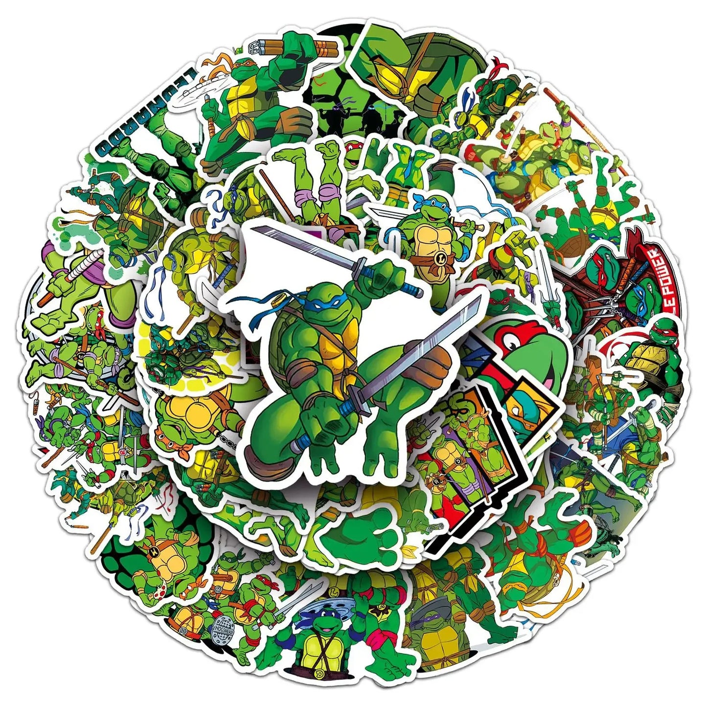 52Pcs/set Ninja Turtles TMNT Anime Stickers Kawaii Cartoon Cute Aesthetic Decal Decoration Laptop Motorcycle Luggage Car Sticker