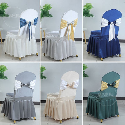 Hotel Restaurant Banquet Chair Cover Dining Chair Seat Stool Bench Wooden Chair Universal Chair Cover with Bowknot