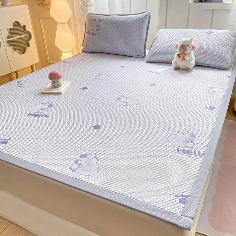 Capibara Summer Bed Mat Queen Soft Breathable Ice Bean Cooling Mat Coolness Summer Mat Cool Down Mattress Protector Pad Bedsheet