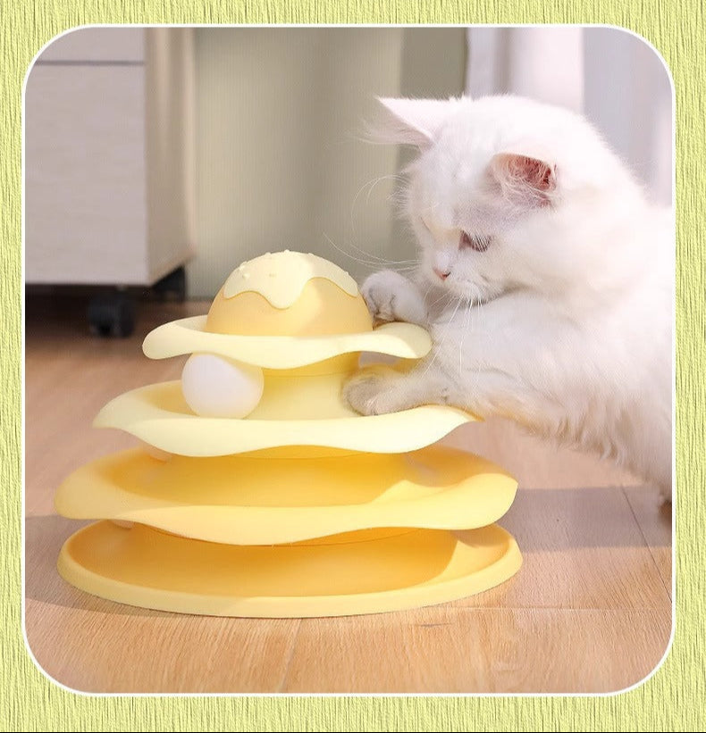 Cat Toy Teaser Wand Cat Turntable Self-Entertainment Ball Kitten Three-Layer Track Disc Kitten Pet Intelligence Artifact