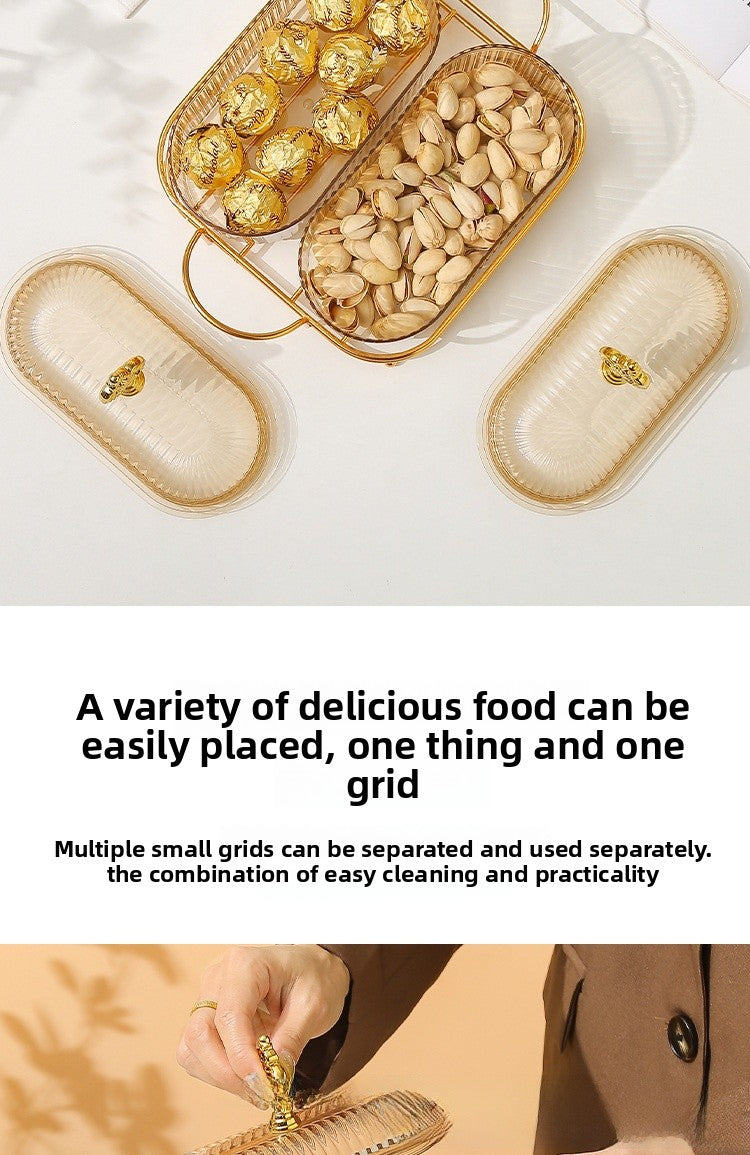 Living Room Household Coffee Table Nut Plate Oval Dish Compartment Plate Snack Plate Dessert Plate Nut Plate Candy Plate