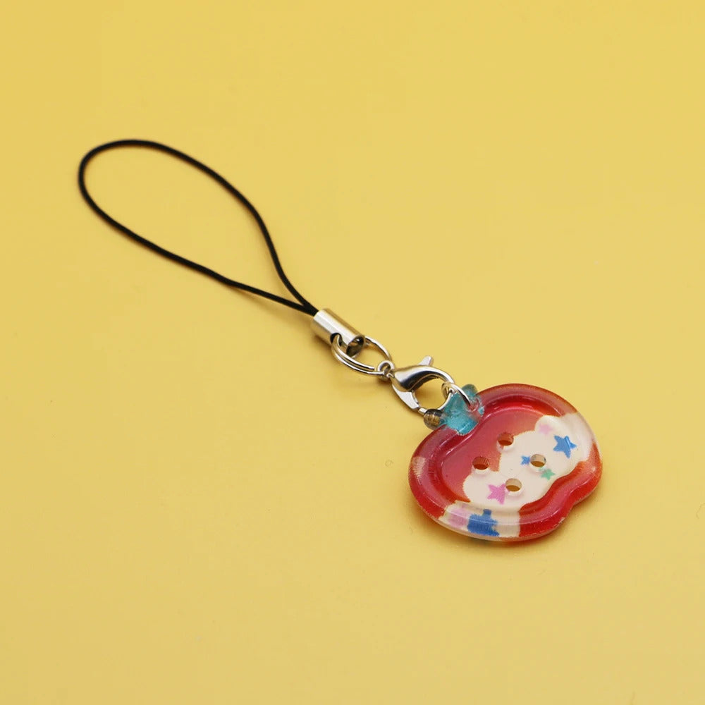 Clear Apple Keychain Phone Charms Printed Design Pendants INS Style Bag Phone Case Accessories for Friends Couples