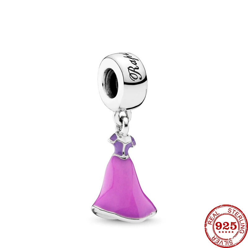 2024 Hot Sale 925 Silver Mermaid Princess Dress Charms DIY Dangle Beads Fit Original Pendant Bracelet Necklace Fashion Jewelry