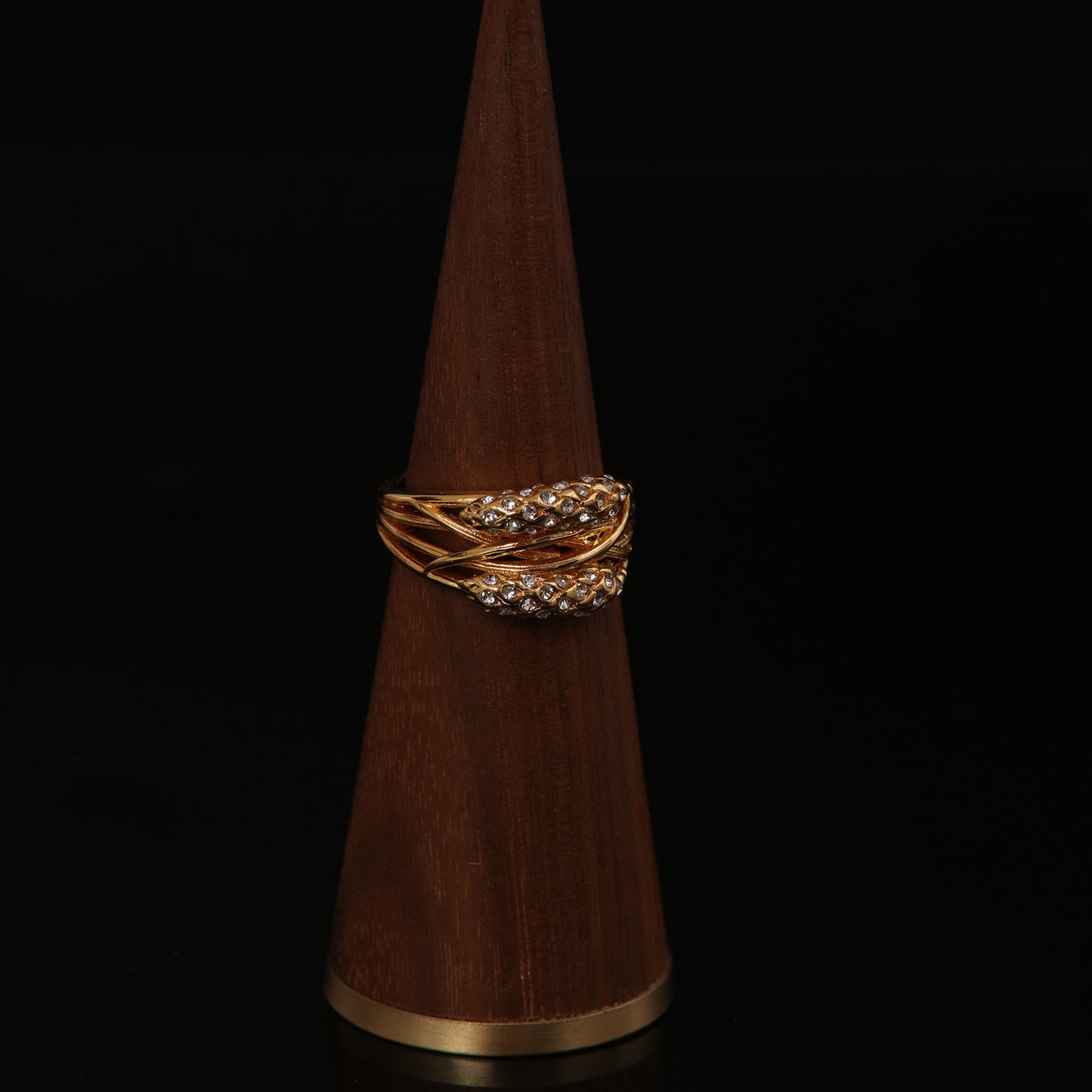 Fashion Light Luxury Niche Qingdao Factory Wholesale Copper Plated Bright Gold Wheat Ear Diamond Ring