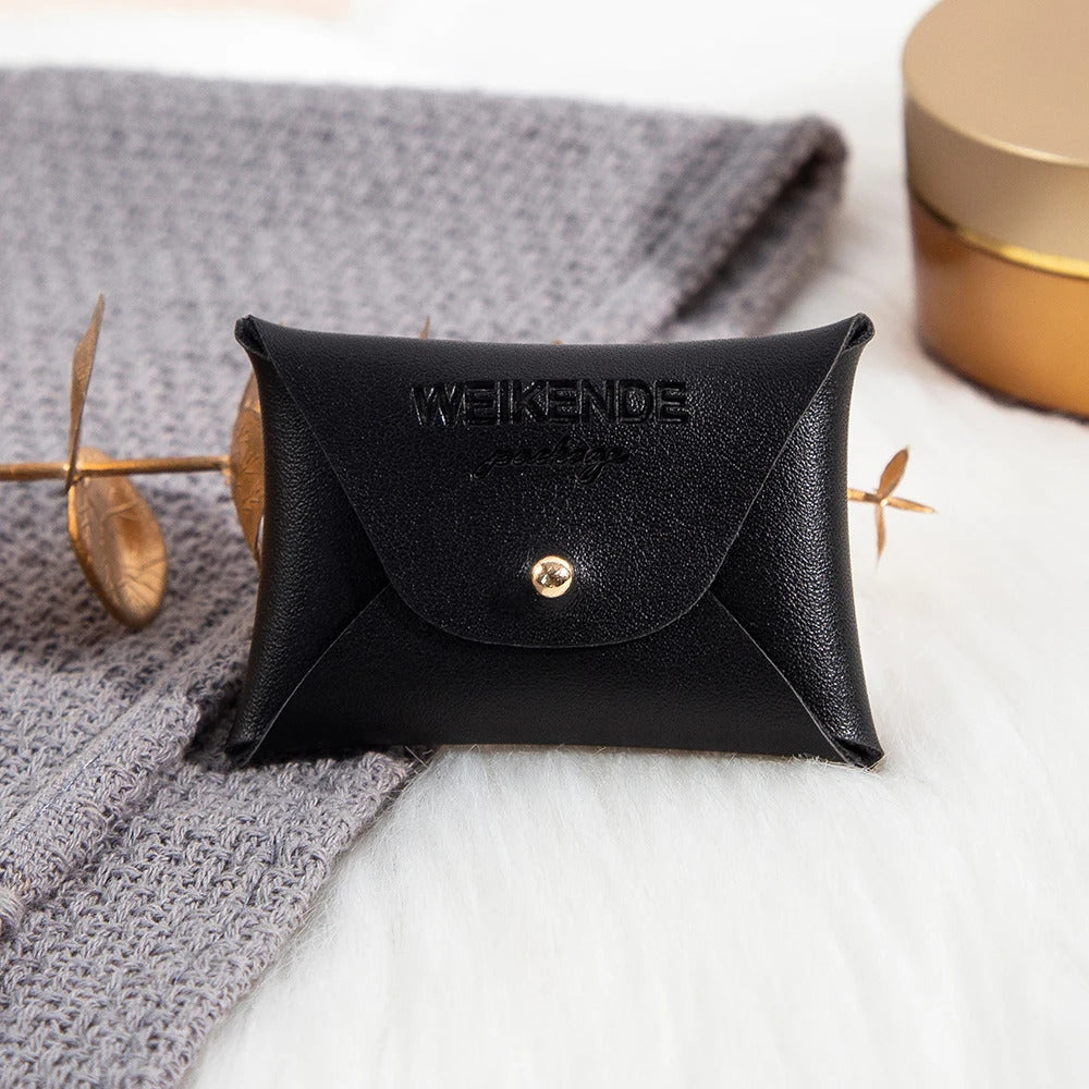 Custom Logo Embossed PU Leather 50/100pcs 5x7cm Gold Jewelry Bag Rings Earrings Necklaces Button Organizer Storage Gift Pouch