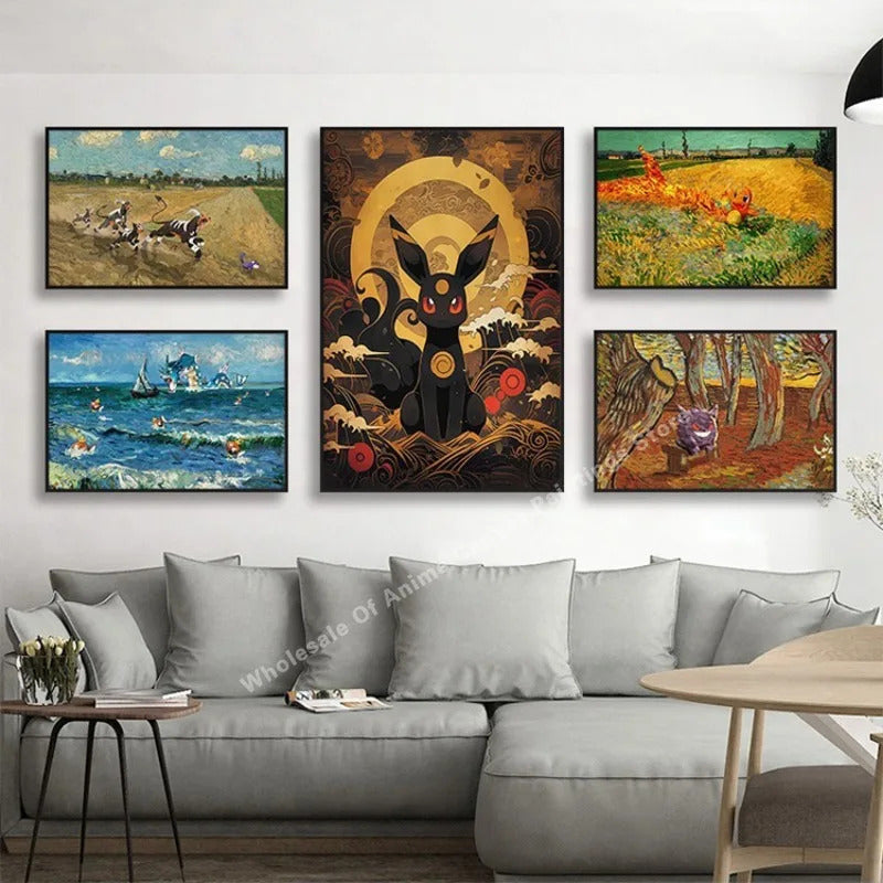 PokeMon Decorations PokeMon PokeMon Pikachu Hanging Paintings Children's Room Cartoon Anime Mural