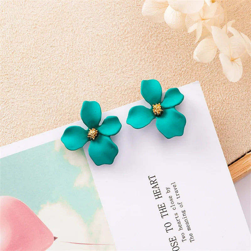 Korean New Double-layers Flower Drop Earrings for Ladies Exaggerated Women Floral Earrings Fashion Jewelry aretes de mujer