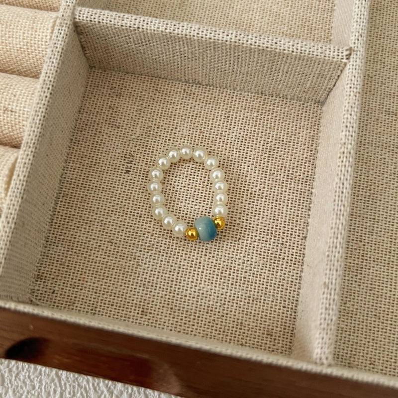 Color Crystal Beaded Ring Niche Design High-grade Finger Ring Light Luxury Elegant All-match Ring Accessories