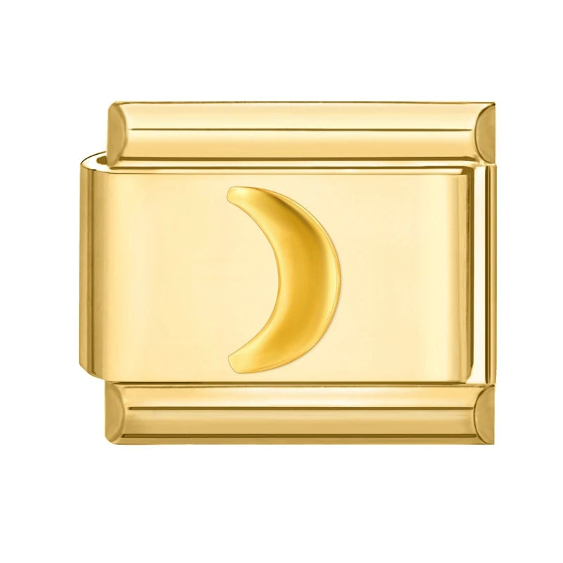 Fashion Pet Heart Flowers Sun Moon Zircon Gold Color Italian Charm Links Stainless Steel Fit 9mm Bracelet Jewelry DIY Making