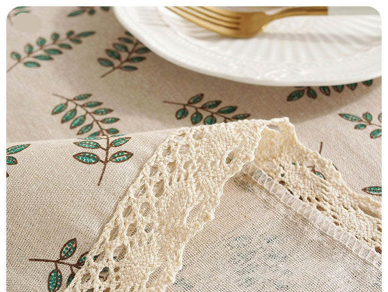 Fresh Cotton and Linen Plaid Tablecloth Coffee Table Dining Table Kindergarten Student Lace Cloth Art Square Picnic Tablecloth