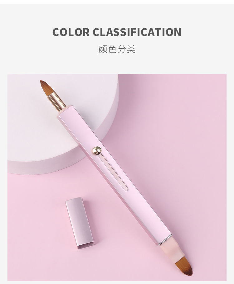 Retractable Double-Headed Lip Brush Portable Lip Brush Beginner Lip Liner Lipstick Special Makeup Tool Multi-Color