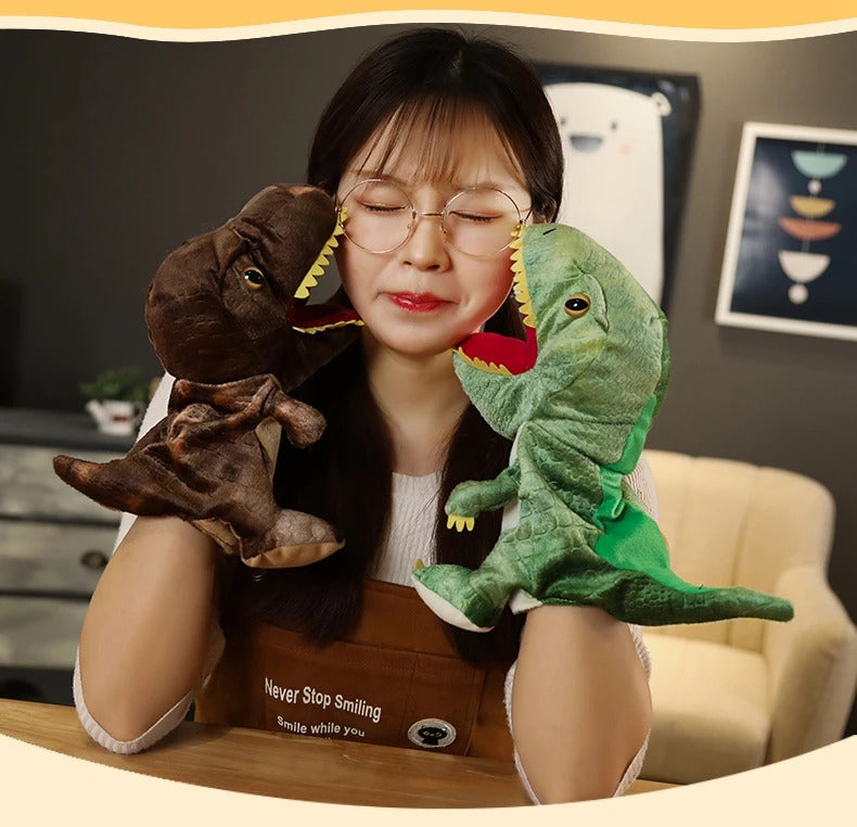 New Cute Glove Dinosaur Plush Hand Puppets Soft Stuffed Cartoon Telling Learning Funny Accompany Toy Baby Birthday Gift