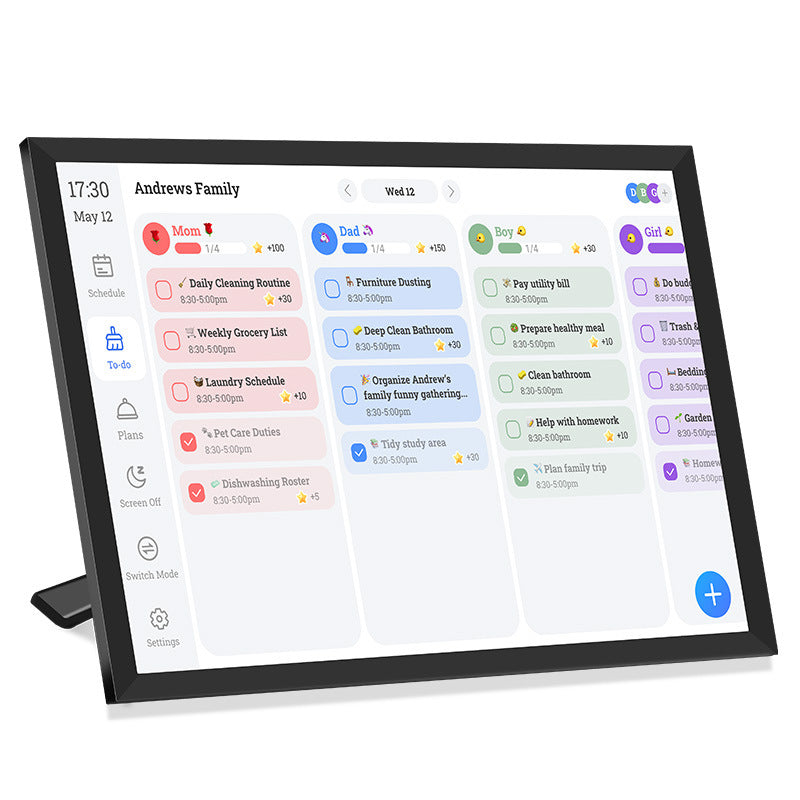 All-in-One Family Smart Calendar: Touch Screen Wall Display w/ Desk Stand - Sync Schedules, Chores, Photos & Videos via App| Never Miss an Event!"