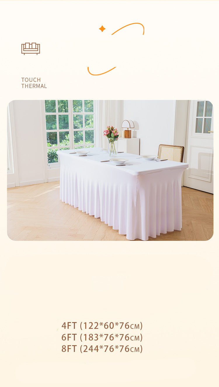 Elastic Table Cover Wedding Banquet 6FT Sun Skirt Rectangular Hem Hotel Party