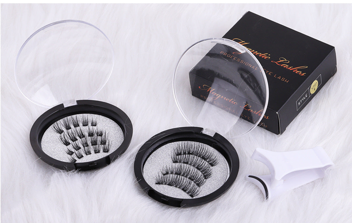 Foreign Trade Hot-Selling Magnetic False Eyelash Set 3D Magnetic Eyelashes No Glue No Removal Magnetic False Eyelashes Factory Direct
