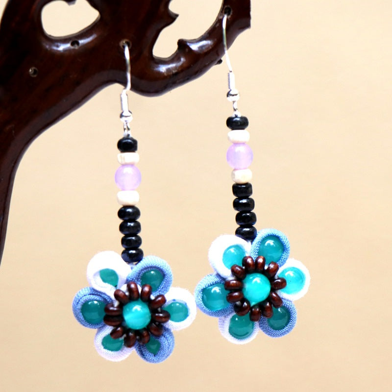 Ethnic style blue tie-dye earrings hand-woven tie-dye earrings travel companion gift