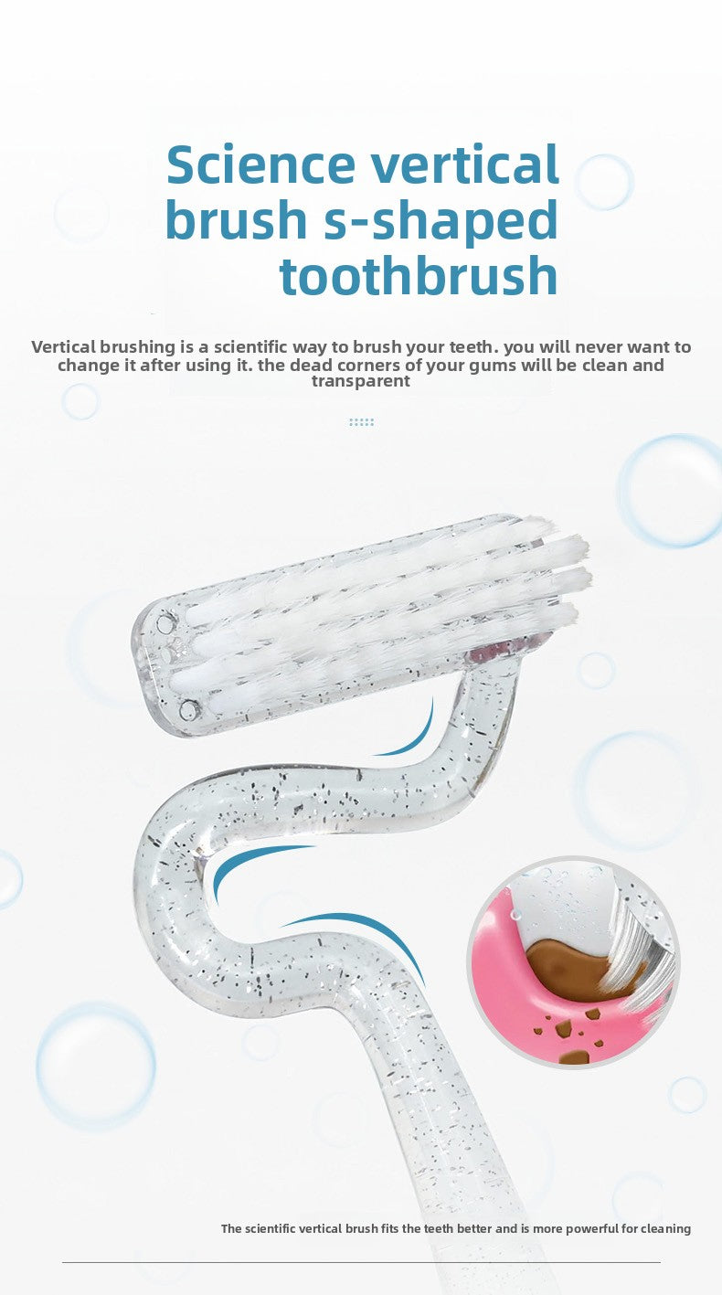 S-type vertical brush toothbrush adult male and female shaped soft fur tongue moss cleaning gums