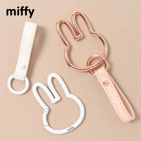 Kawaii Miffy Keychain Pendant Cartoon Cute Rabbit Spring Buckle Mobile Phone Car Key Pendant Couple Gift