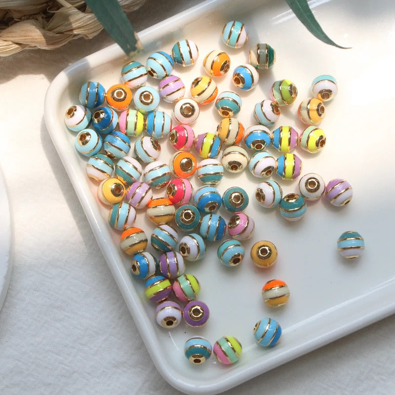 20PCS, Gold Plated Enamel Rondelle Spacer Beads Charms Loose Bead DIY Jewelry Making Necklace Bracelet Supplies