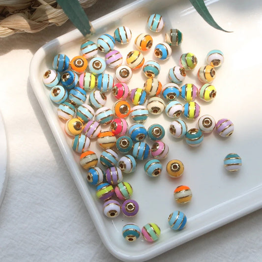 20PCS, Gold Plated Enamel Rondelle Spacer Beads Charms Loose Bead DIY Jewelry Making Necklace Bracelet Supplies