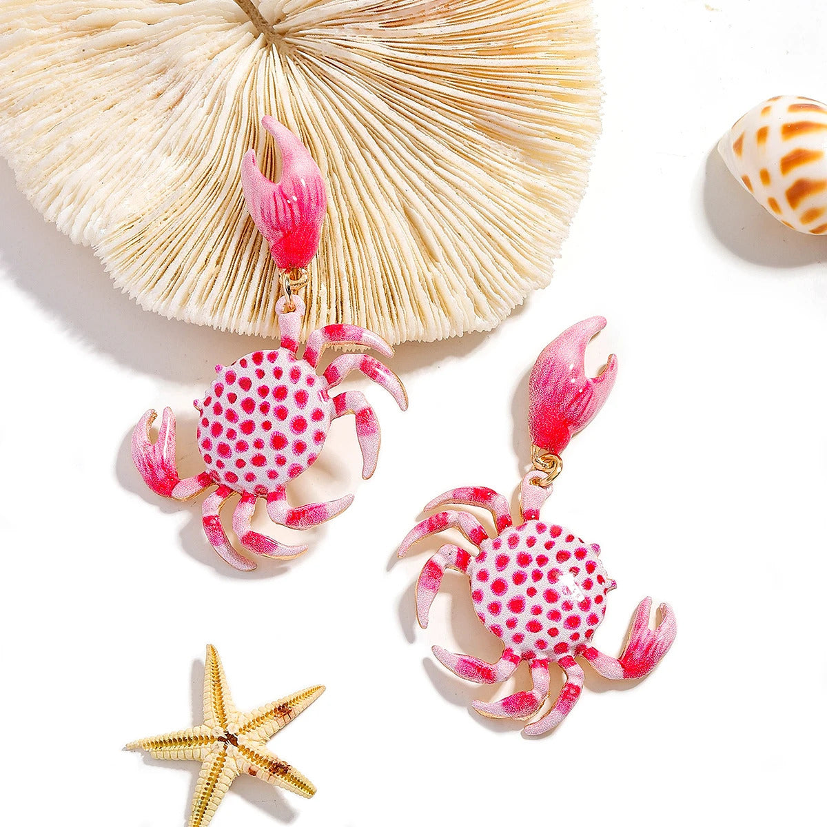 2025 New Design Fashion Enamel Crab Drop Earrings For Women Summer Vacation Beach Sea Animal Jewelry Cute And Fun Accessories