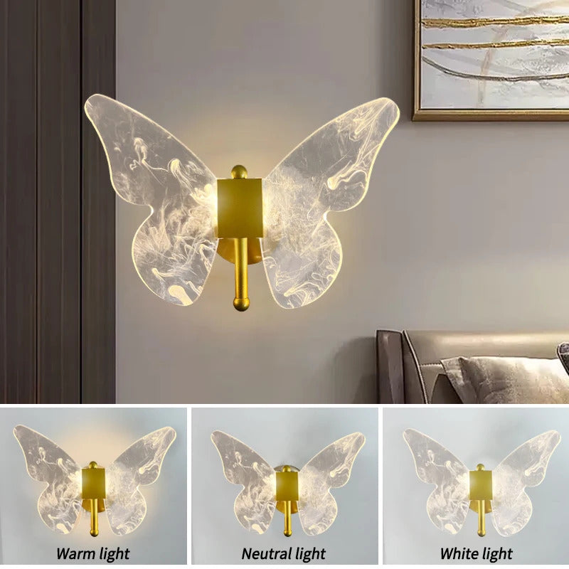 Butterfly Wall Lamp Corridor Lamp Modern Simple Creative Nordic Living Room Bedside Bedroom Lamp LED Indoor Lighting Decoration