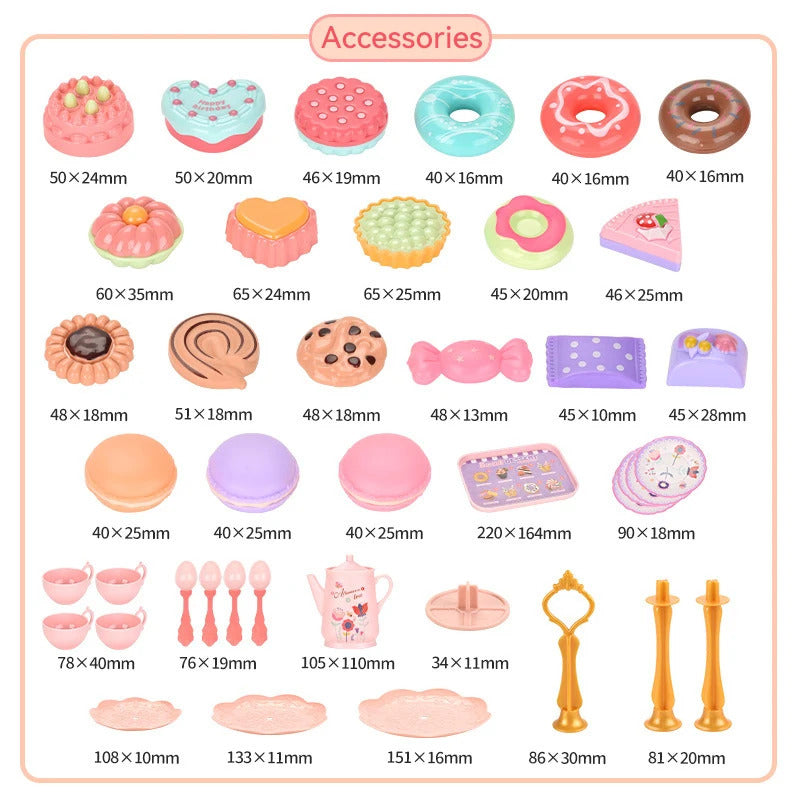 DIY Simulation Tea Food Cake Set Play House Kitchen Afternoon Tea Game Toys Gifts Pretend Play Toy For Children Kids Girls Gift