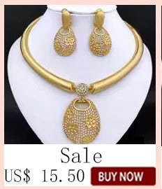 Luxury Jewelry Set For Women High Quality 18K Gold Plated Dubai Jewelry Necklace Earring Ring Bracelet Trending