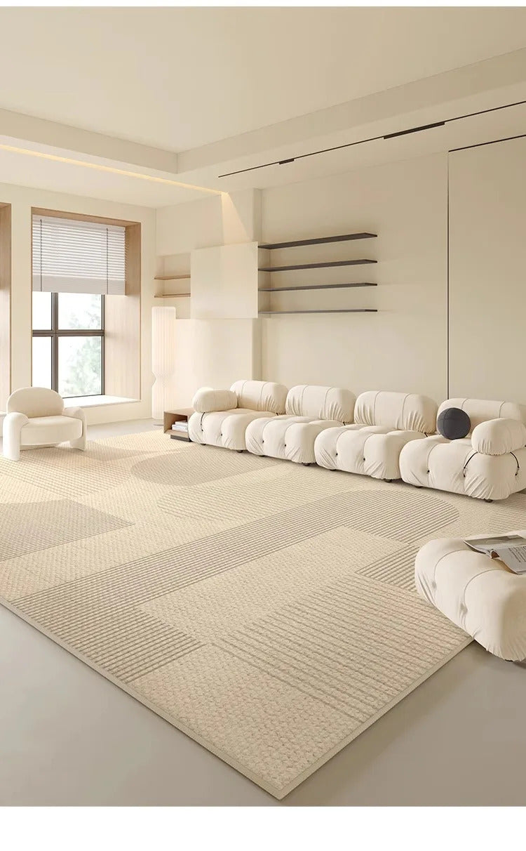 Beige Large Size Living Room Carpets Geometric Cream Carpet Luxury Home Decoration Rugs Easy To Clean Non-Slip Bedroom Rug ковер