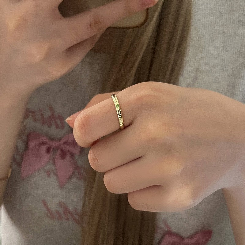 Sand Gold Opening Adjustable Frosted Ring Women's Fashion Sweet Light Luxury Niche Exquisite Ring Ancient Design