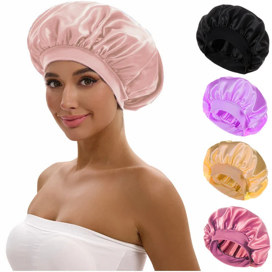 Satin Bonnet with a Wide Brim Perfect for Everyday Use During Showers.